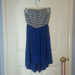 Chevron High-low Strapless Dress